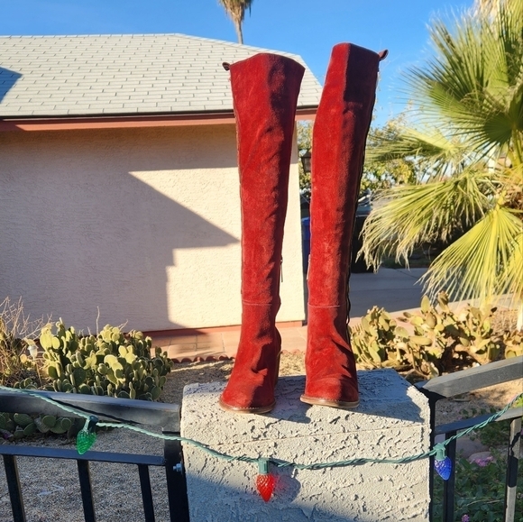 Vera Cruz Sundance Sagebrush boots  Burgundy suede brown leather‎ trim Tall - Picture 4 of 11